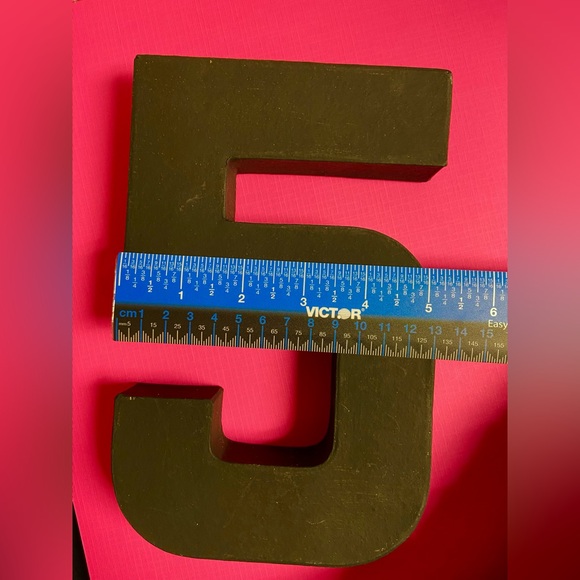 Block chunky paper mache number 5 (five). Black color. - Picture 3 of 5